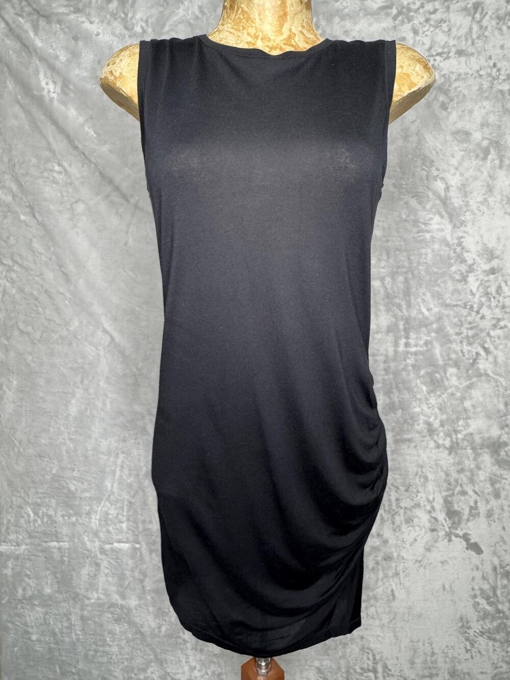Haute Hippie Dress Womens Small Black Ruched Tank Bodycon Jersey Sleeveless NEW
